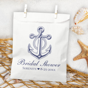 Elegant Nautical Bridal Shower Navy Blue Anchor  Favour Bag