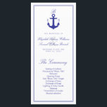 Elegant Nautical Clean Wedding Program Rack Cards<br><div class="desc">Customise this beautiful stylish elegant clean and simple monogram white nautical Wedding Program Rack Card. Modern crisp design with blue text and anchor image. All the elements are flexible and can be moved around,  resized or removed.</div>