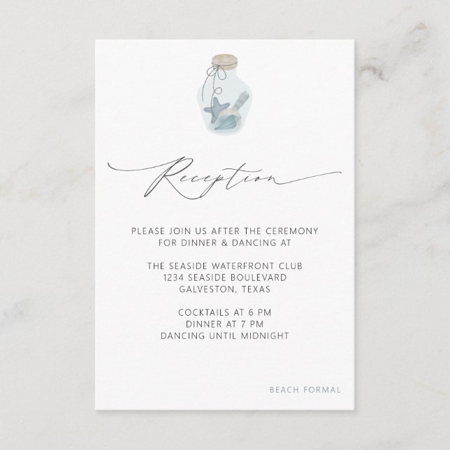 Elegant Nautical Modern Wedding Reception Details Enclosure Card (Front)