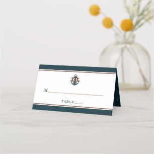 Elegant Nautical Navy Anchor Wedding Place Card