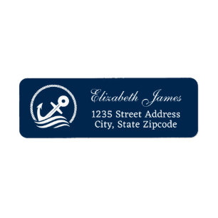 Elegant Nautical Navy Anchor Wedding Return Address Label