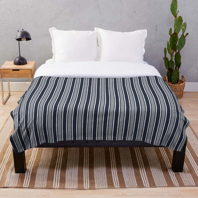Elegant Nautical Navy and White Stripes  Fleece Blanket (Creator Uploaded)