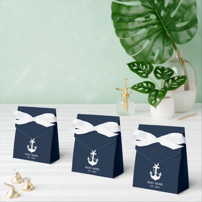 Elegant Nautical Navy Blue Anchor Favour Box (Multiple)