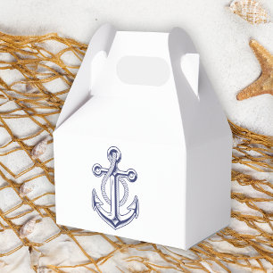 Elegant Nautical Navy Blue Anchor Wedding Party Favour Box