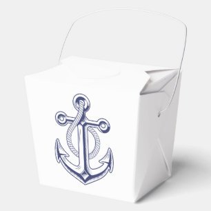 Elegant Nautical Navy Blue Anchor Wedding Party Favour Box