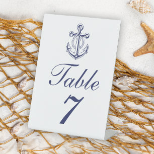 Elegant Nautical Navy Blue Anchor Wedding Pedestal Sign