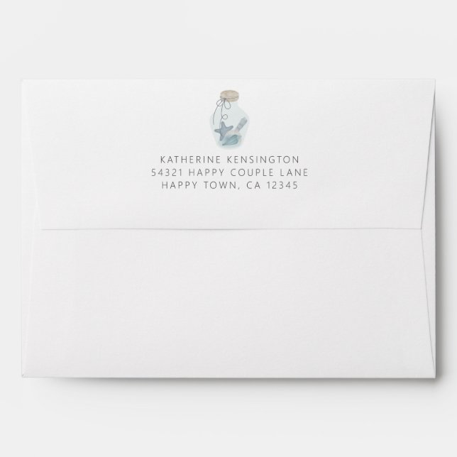 Elegant Nautical Seashell Modern Wedding Envelope (Back (Top Flap))