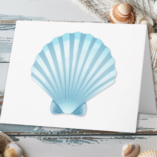 Elegant Nautical Shell Blue Beach Wedding Thank Card