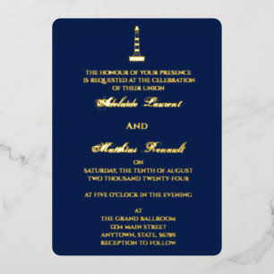 Elegant Nautical Wedding Lighthouse - Navy Blue, 
