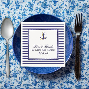 Elegant Nautical Wedding Navy Stripes Napkin