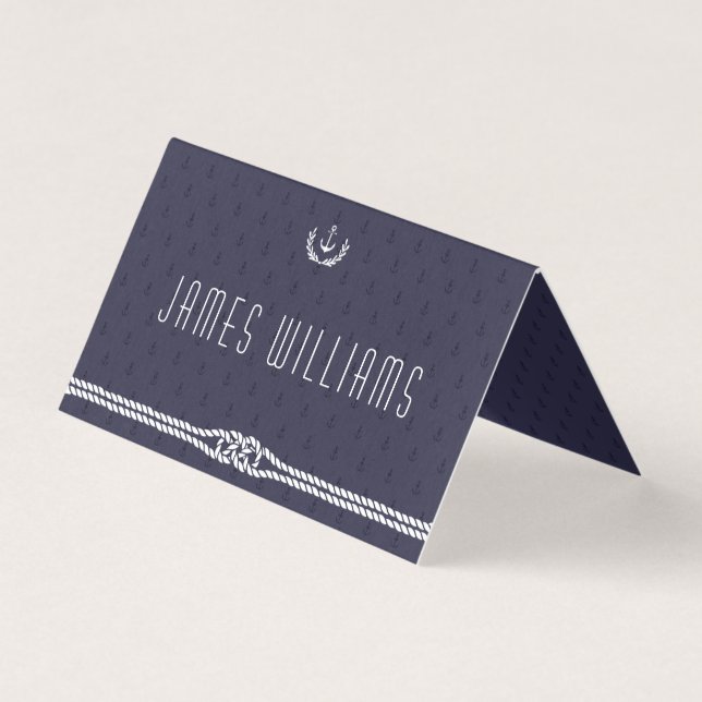 Elegant Nautical Wedding Place Cards Anchors Tent (Front)