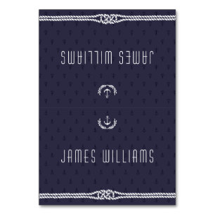 Elegant Nautical Wedding Place Cards Blue Anchors