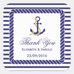Elegant Nautical Wedding Thank You Square Sticker