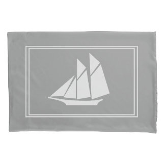 Elegant Nautical White Sailboat Silhouette Pillowcase