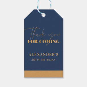 Elegant Navy and Gold Birthday Thank You Gift Tags