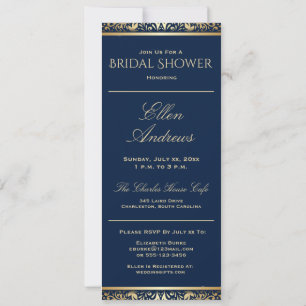 Elegant Navy and Gold Bridal Shower Invitation