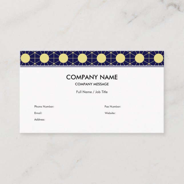 Elegant Navy and Gold Geometric Tile Pattern Business Card (Front)