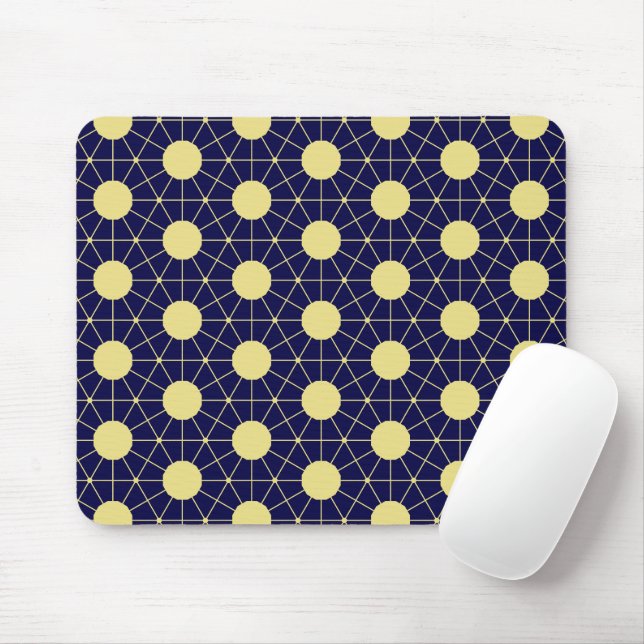Elegant Navy and Gold Geometric Tile Pattern Mouse Pad (With Mouse)