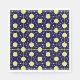 Elegant Navy and Gold Geometric Tile Pattern Napkin