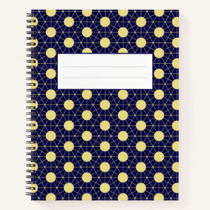 Elegant Navy and Gold Geometric Tile Pattern Notebook