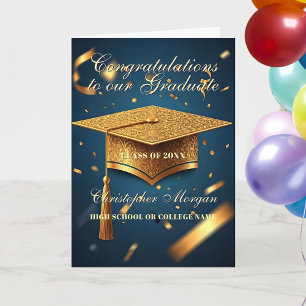 Elegant Navy and Gold Graduation Celebration Card