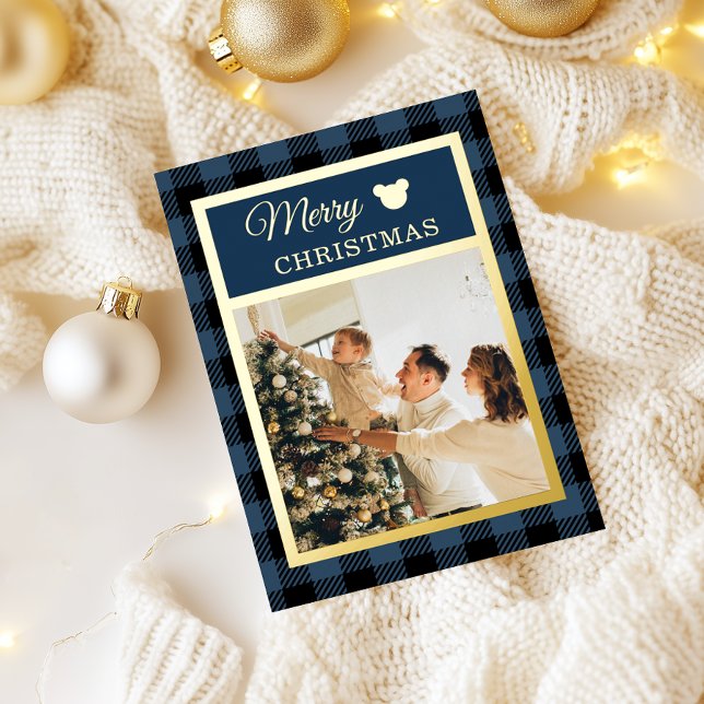 Elegant Navy and Gold Merry Christmas Foil Holiday Card (Creator Uploaded)