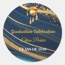 Elegant Navy and Gold Photo Graduation