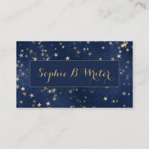 Elegant Navy and Gold Starry Authors Writers Business Card