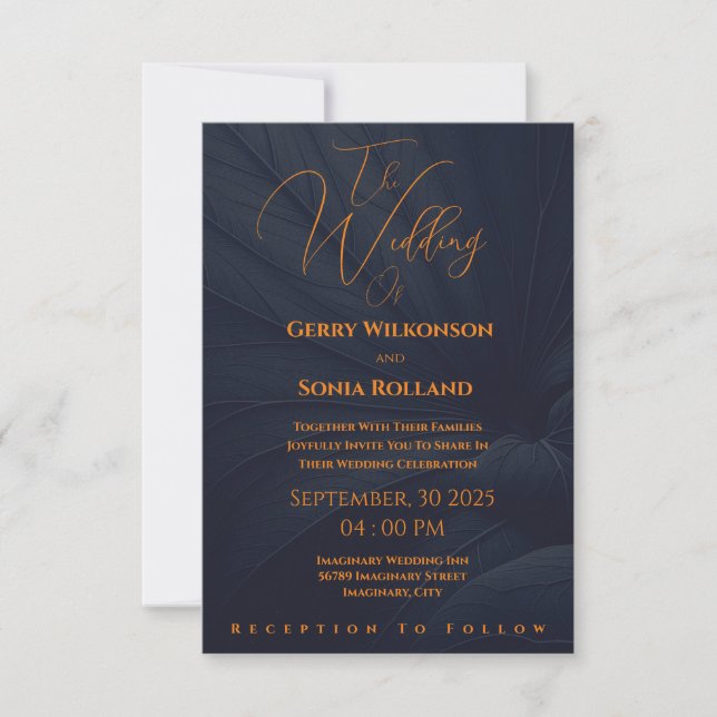 Elegant Navy and Gold Wedding Invitation (Front)