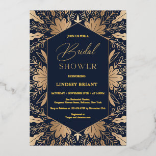 Elegant navy and real gold foil script lettering