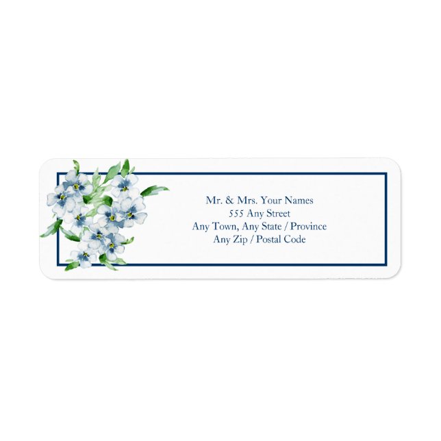 Elegant Navy and White Wedding Return Address Label (Front)