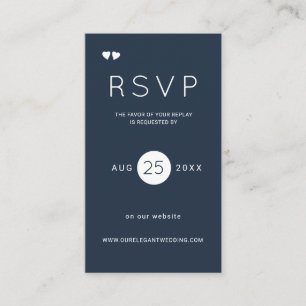 Elegant navy and white wedding website rsvp insert
