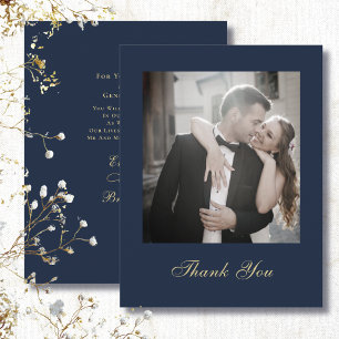 Elegant Navy Background Gold Script Thank You  Invitation