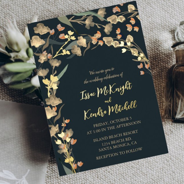 Elegant Navy Beige Wildflower Botanical Wedding (Creator Uploaded)