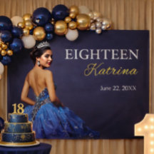 Elegant Navy Blue 18th Banner