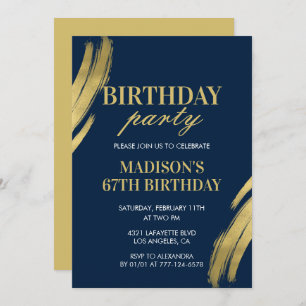 Elegant Navy blue 67th birthday Party invitations