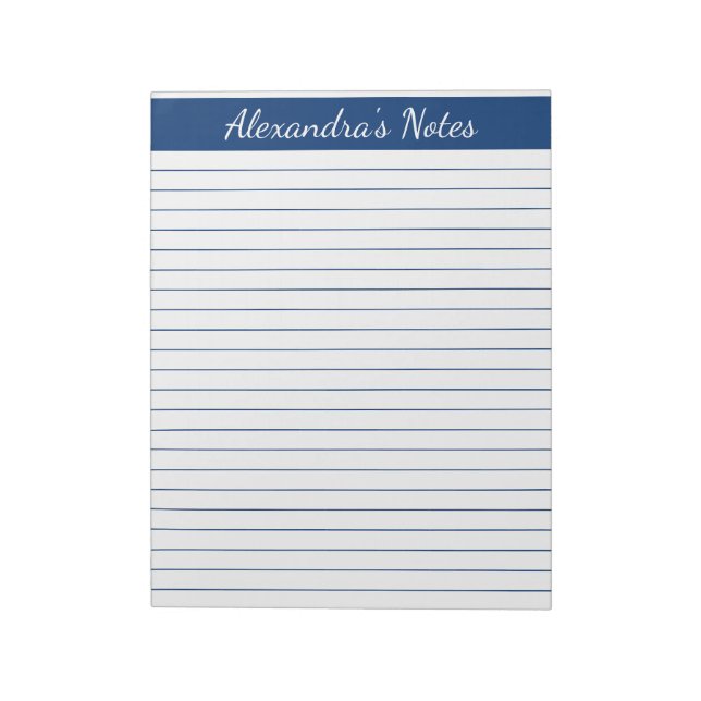 Elegant Navy Blue 8.5x11 Letter Size Personalised Notepad (Rotated)