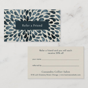 Elegant Navy Blue Abstract Modern Referral Card