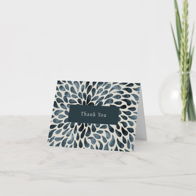 Elegant Navy Blue Abstract Modern Thank You Card (Front)