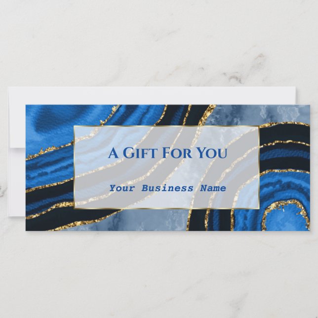 Elegant Navy Blue Agate Gold Gift Certificate (Front)