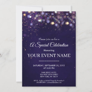 Elegant Navy Blue and Gold Circle Sphere Luxury  Invitation