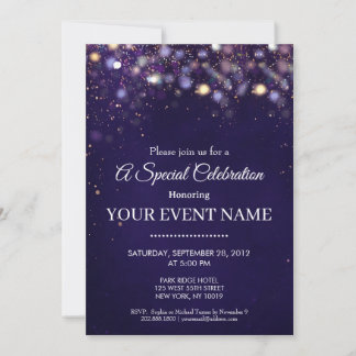 Elegant Navy Blue and Gold Circle Sphere Luxury Invitation