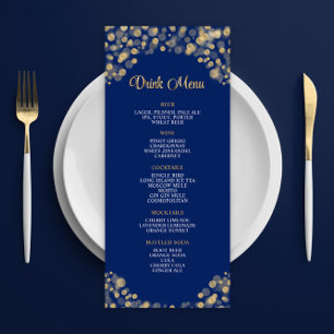 Elegant Navy Blue and Gold Drink Menu