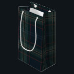 Elegant Navy Blue and Green Plaid Christmas Small Gift Bag<br><div class="desc">Modern Christmas gift bag featuring a timeless design with a muted navy blue and green plaid pattern.</div>