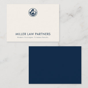 Elegant Navy Blue and Ivory Legal Logo Note Card
