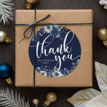 Elegant Navy Blue and Silver Floral  