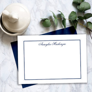 Elegant Navy Blue and White Personalized Card