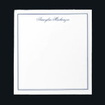 Elegant Navy Blue and White Personalized Notepad<br><div class="desc">Elegant Navy Blue and White Personalized Notepads. Navy blue is a timeless color of both elegance and simplicity. If you need assistance or matching items,  please contact us at cedarandstring@gmail.com</div>