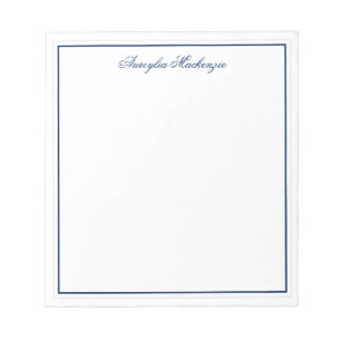 Elegant Navy Blue and White Personalized Notepad