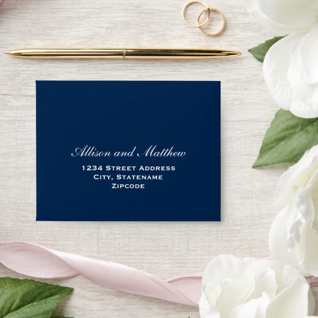 Elegant Navy Blue and White RSVP Wedding Envelopes (Wedding)